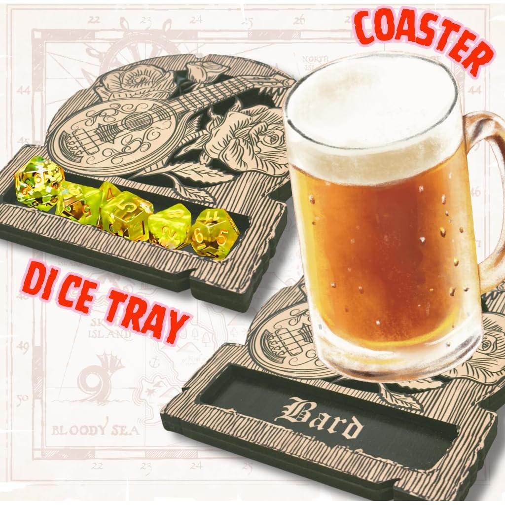 Bandeja de Dados Bardo Rhenuzu 15x13 cm - Posavasos de Madera