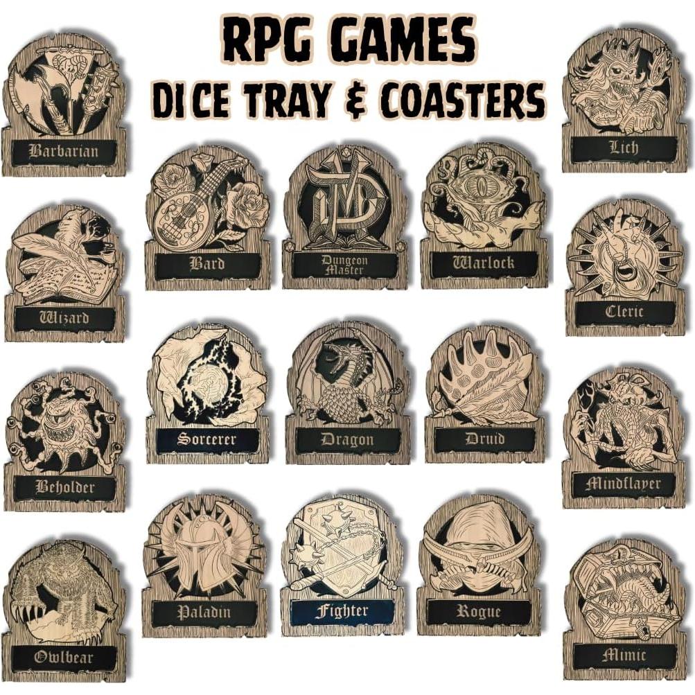 Bandeja de Dados Bardo Rhenuzu 15x13 cm - Posavasos de Madera