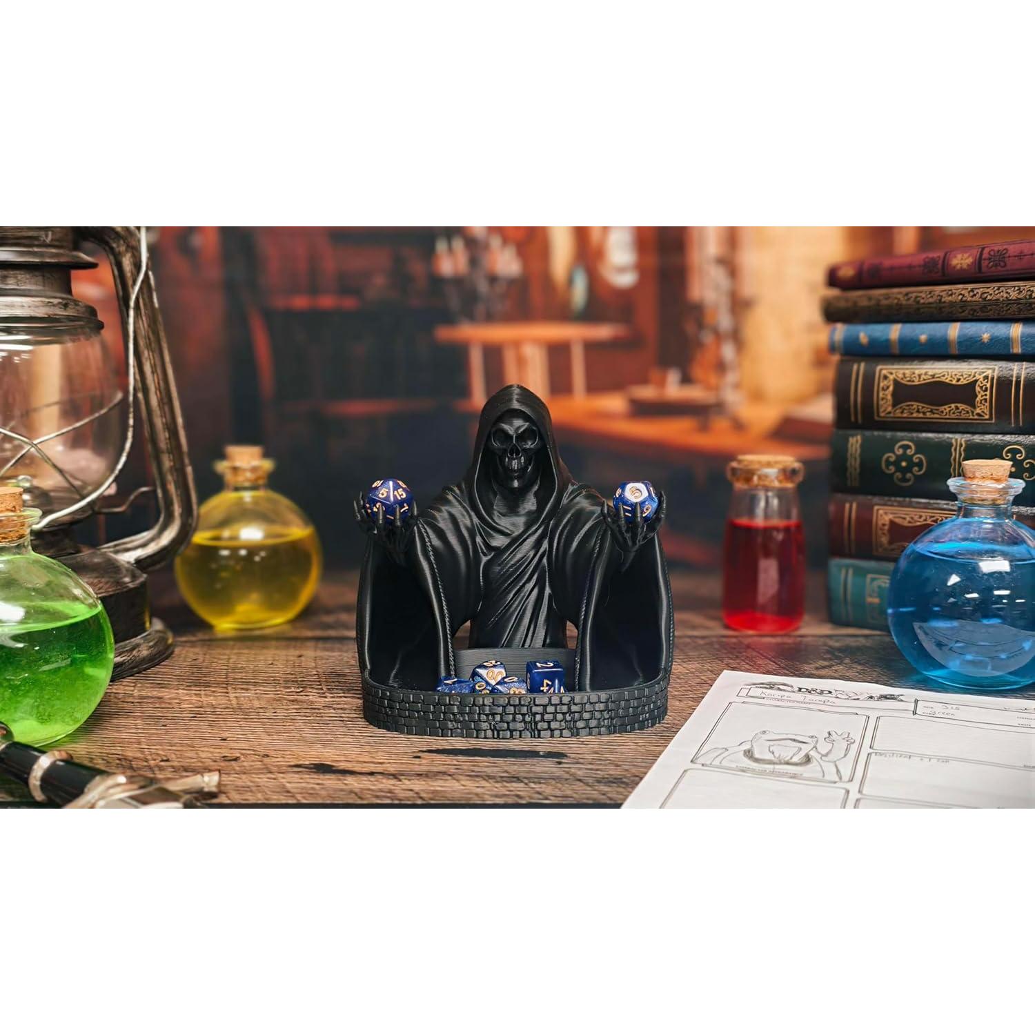 Torre de Dados MunnyGrubbers Grim Reaper con 7 Dados D20