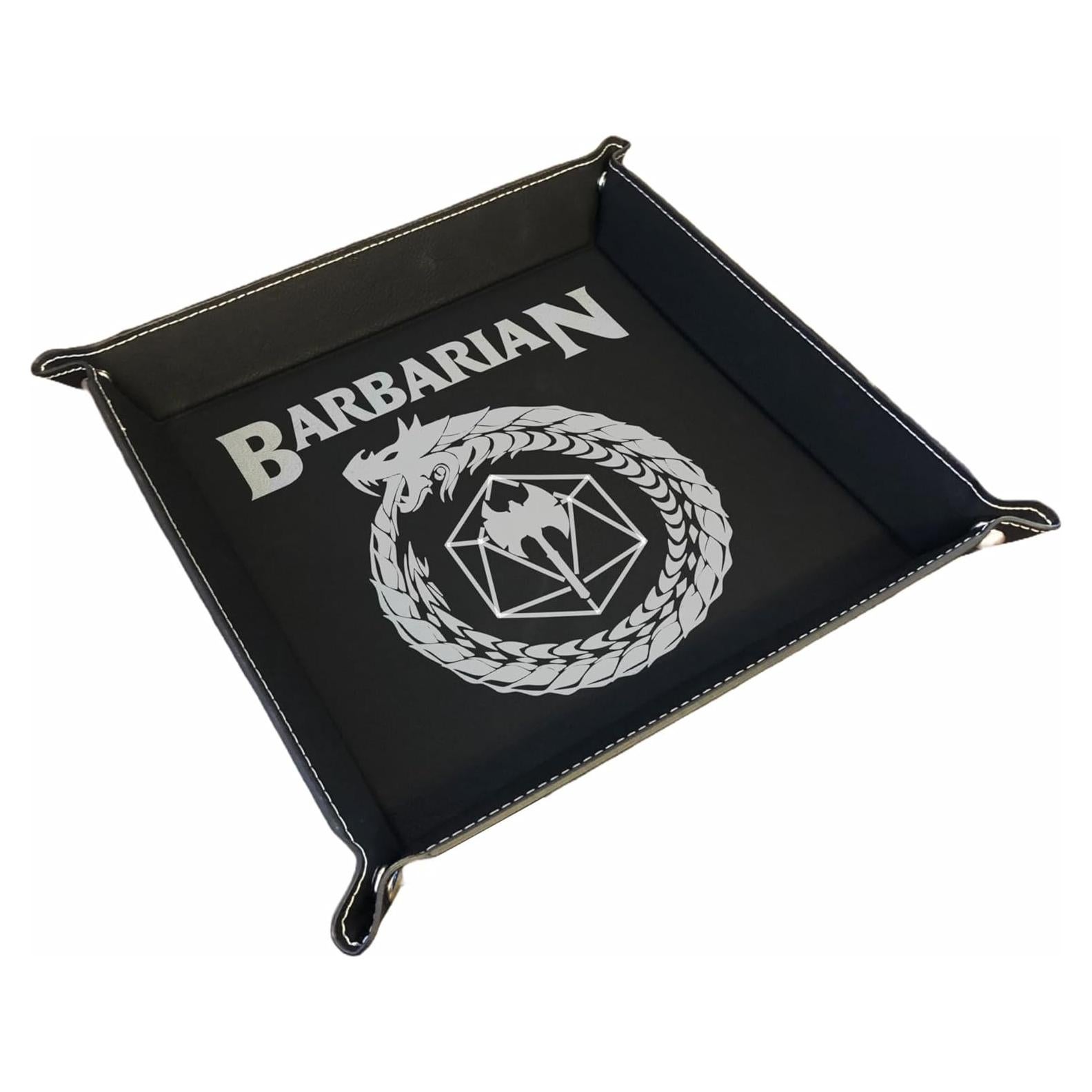 Bandeja de Dados DND Grabada en Cuero Sintético Negro 32.7cm
