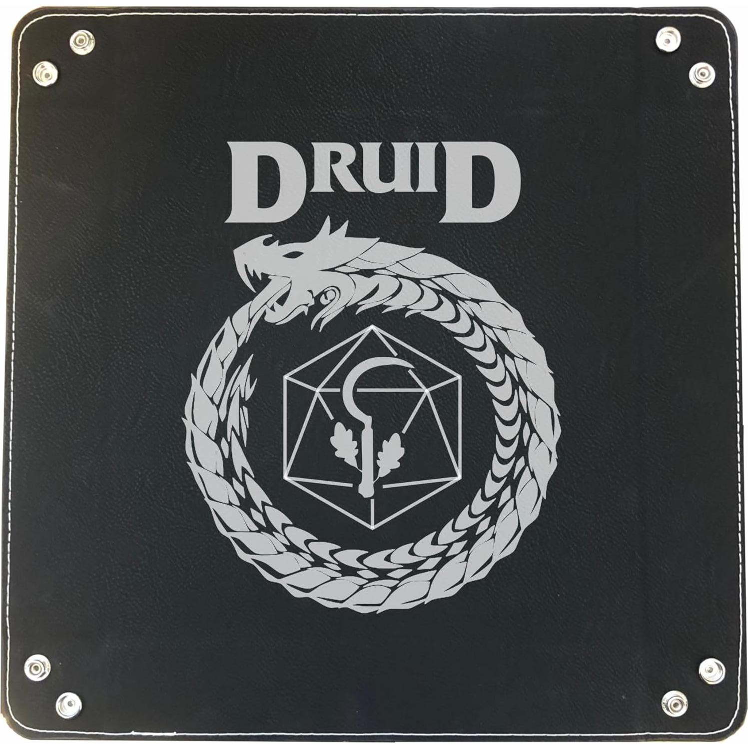 Bandeja de Dados DND Grabada en Cuero Sintético Negro 32.7cm
