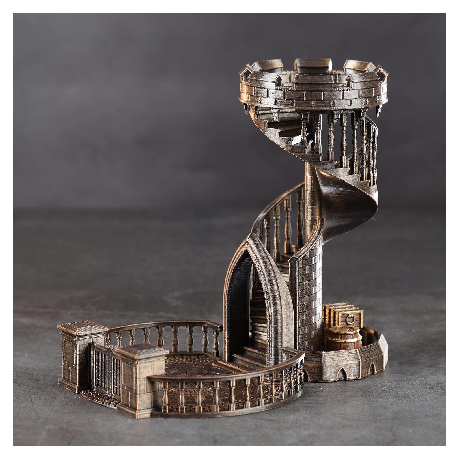 Torre y Bandeja para Dados AUSPDICE Castillo Retro Bronce