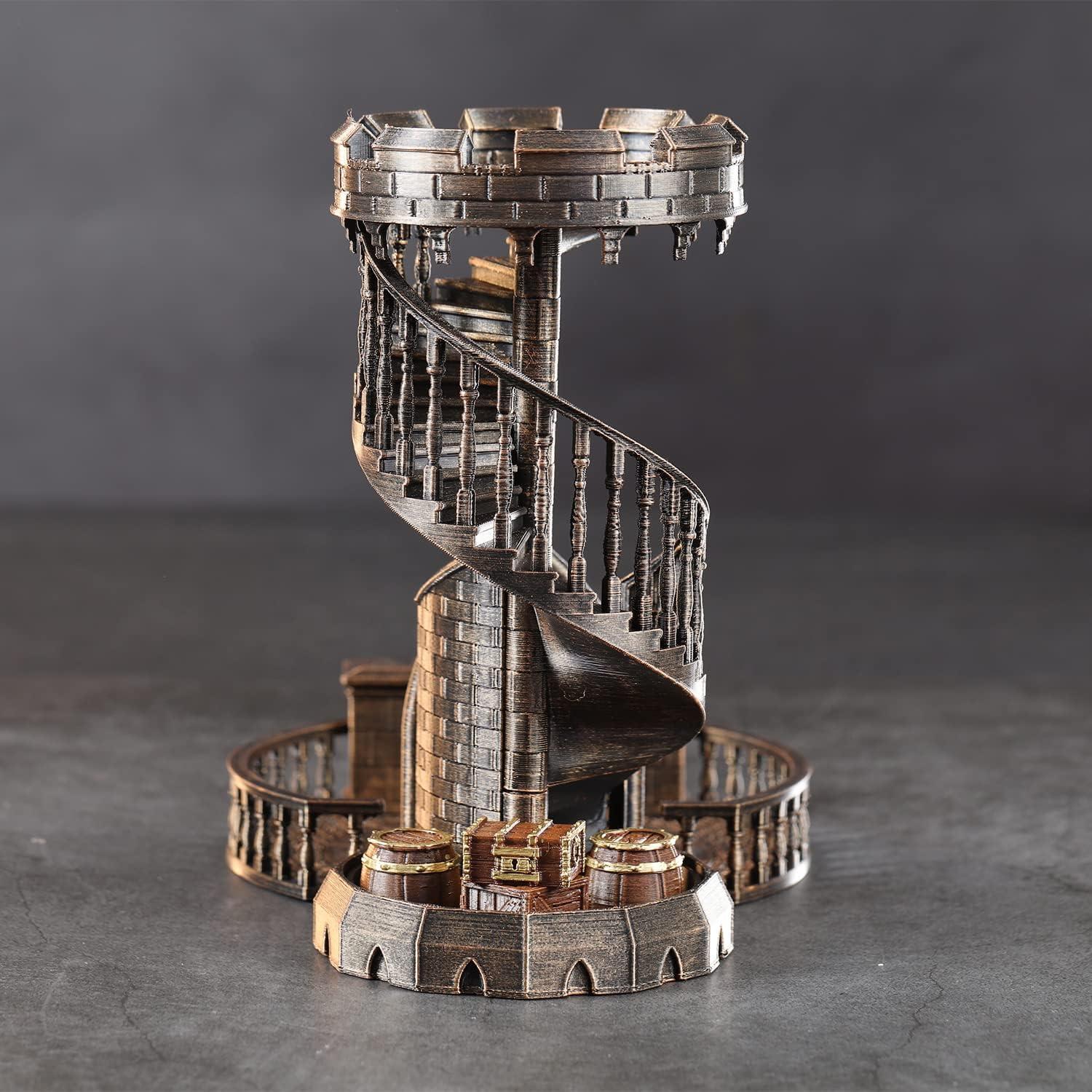 Torre y Bandeja para Dados AUSPDICE Castillo Retro Bronce