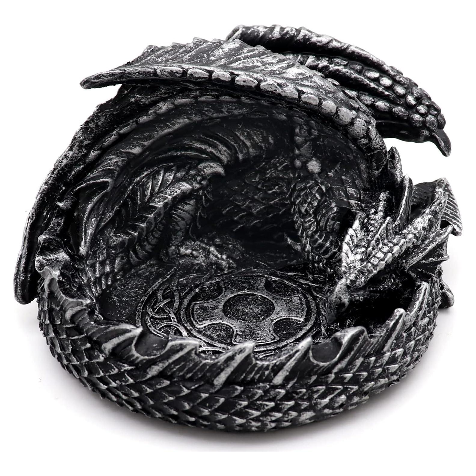 Soporte de Dados Dragón Haxtec Plata Antigua para D&D