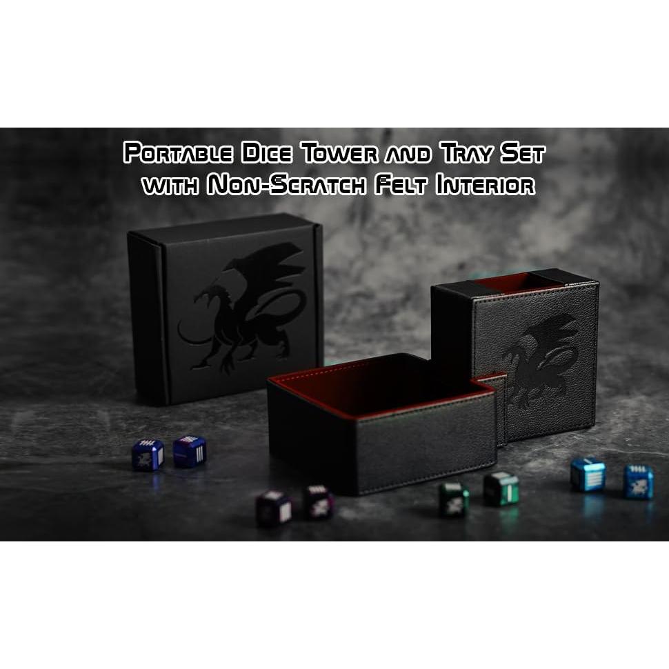 Torre de Dados Plegable AKO - Estuche de Cuero PU Rojo