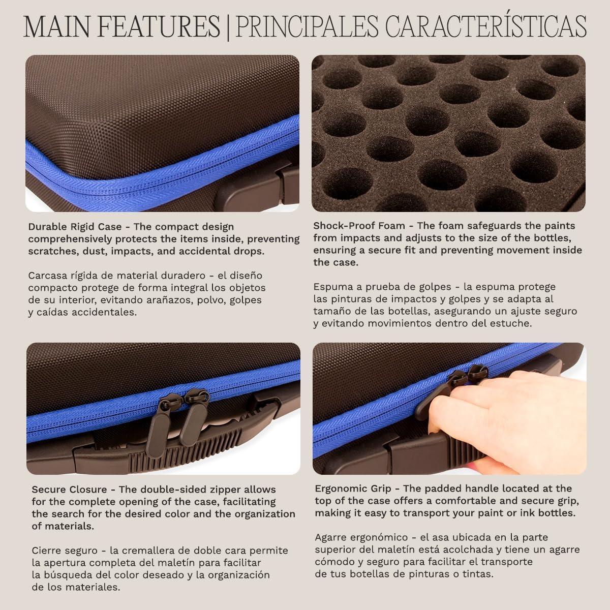 Estuche de Almacenamiento Hartem para 60 Botellas de Tinta y Pintura