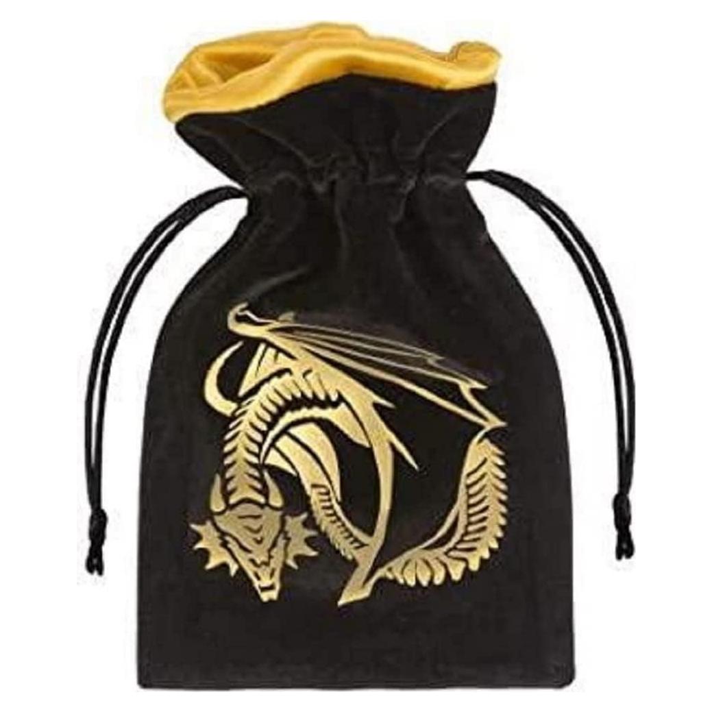 Bolsa de Dados de Terciopelo Negro y Dorado Q-Workshop