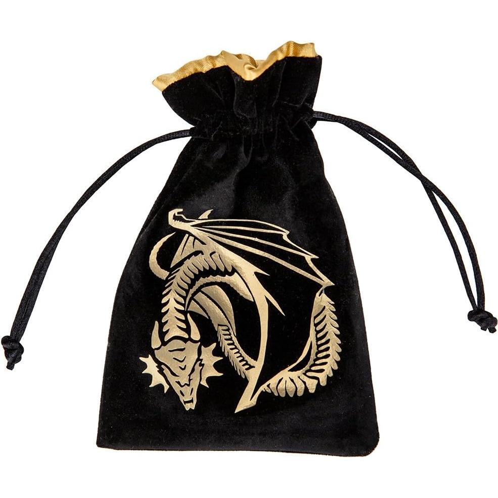 Bolsa de Dados de Terciopelo Negro y Dorado Q-Workshop
