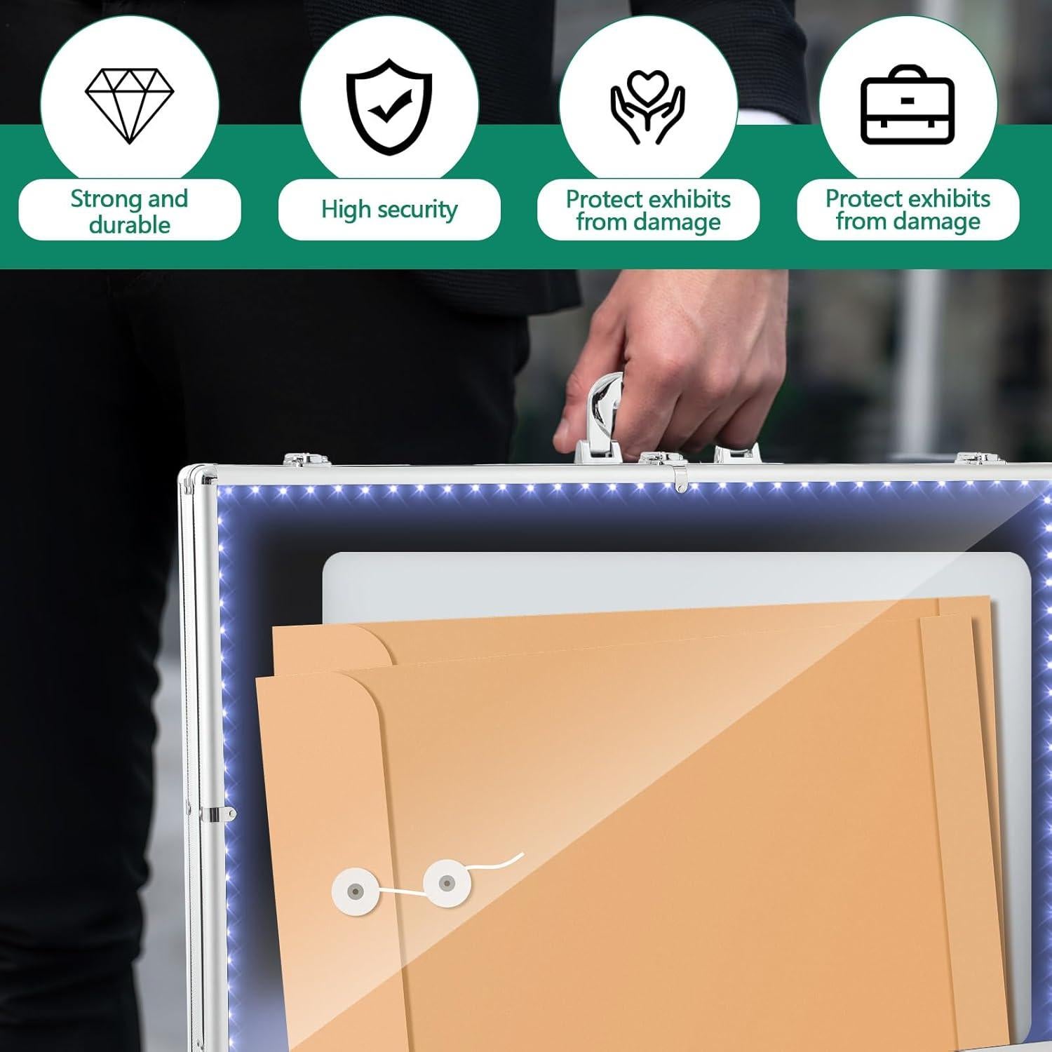 Estuche de Exhibición LED Memorywuu 86x56 cm con Cerradura