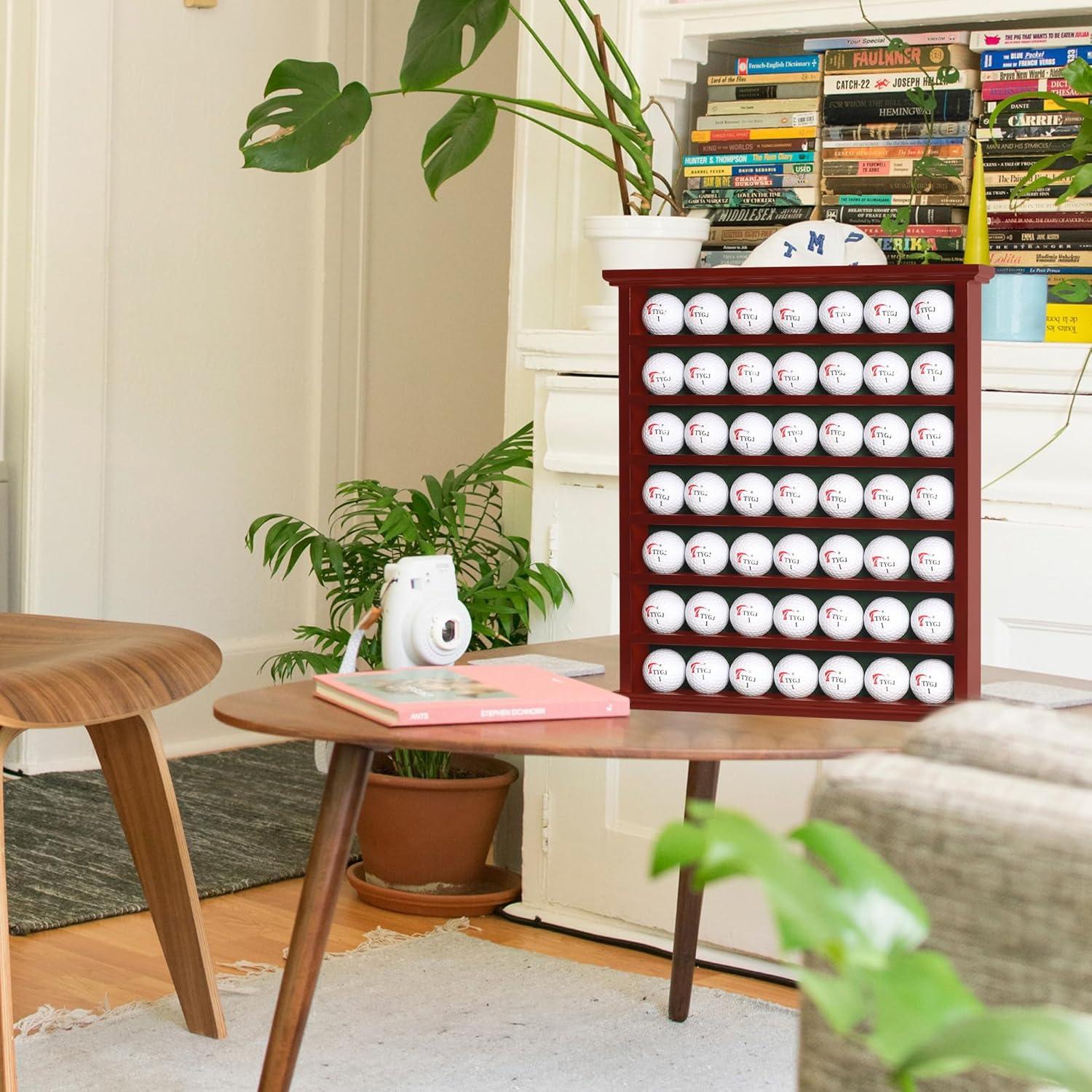 DisplayGifts Estante para Pelotas de Golf 49 Compartimentos Caoba