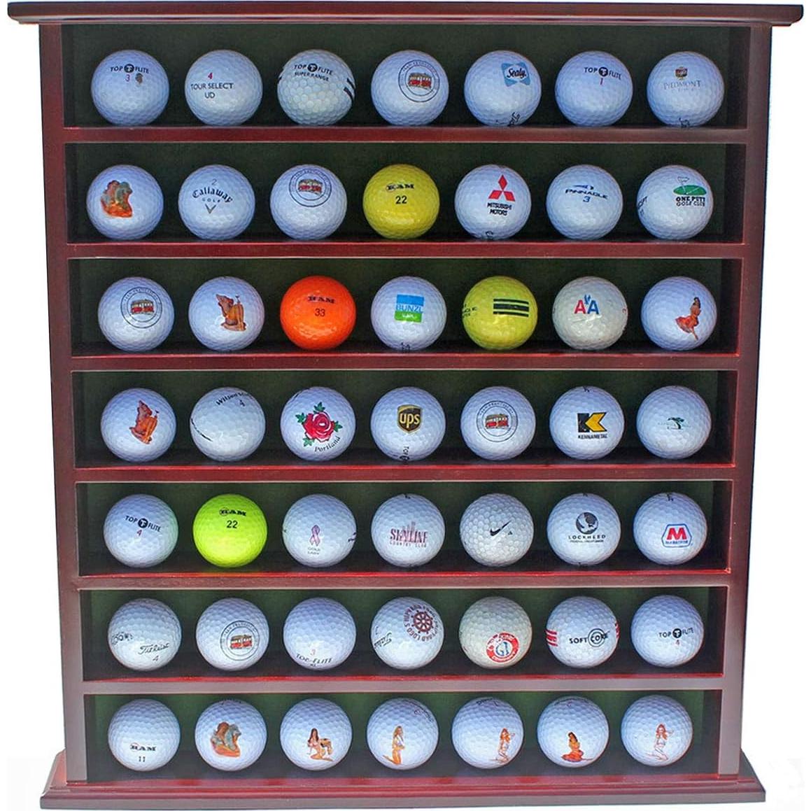 DisplayGifts Estante para Pelotas de Golf 49 Compartimentos Caoba