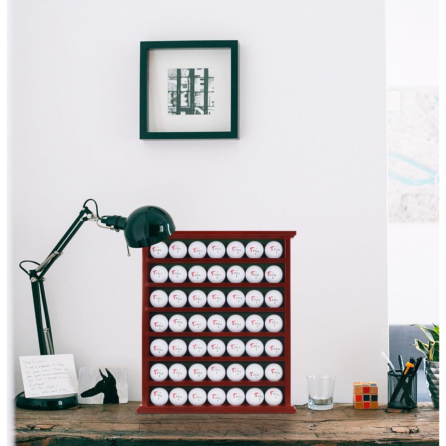 DisplayGifts Estante para Pelotas de Golf 49 Compartimentos Caoba
