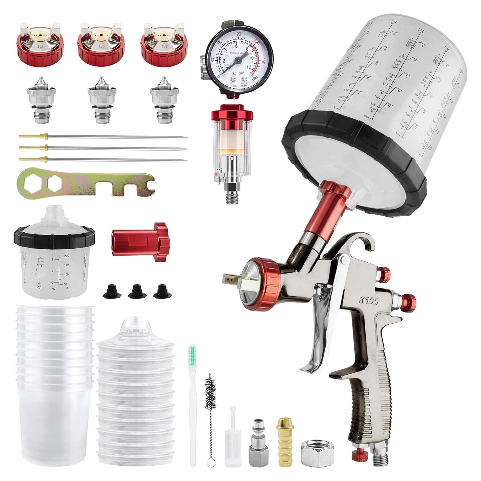 Kit Pistola Pulverización LVLP RRJ R500 650ml 200ml 1.3/1.5/1.7mm