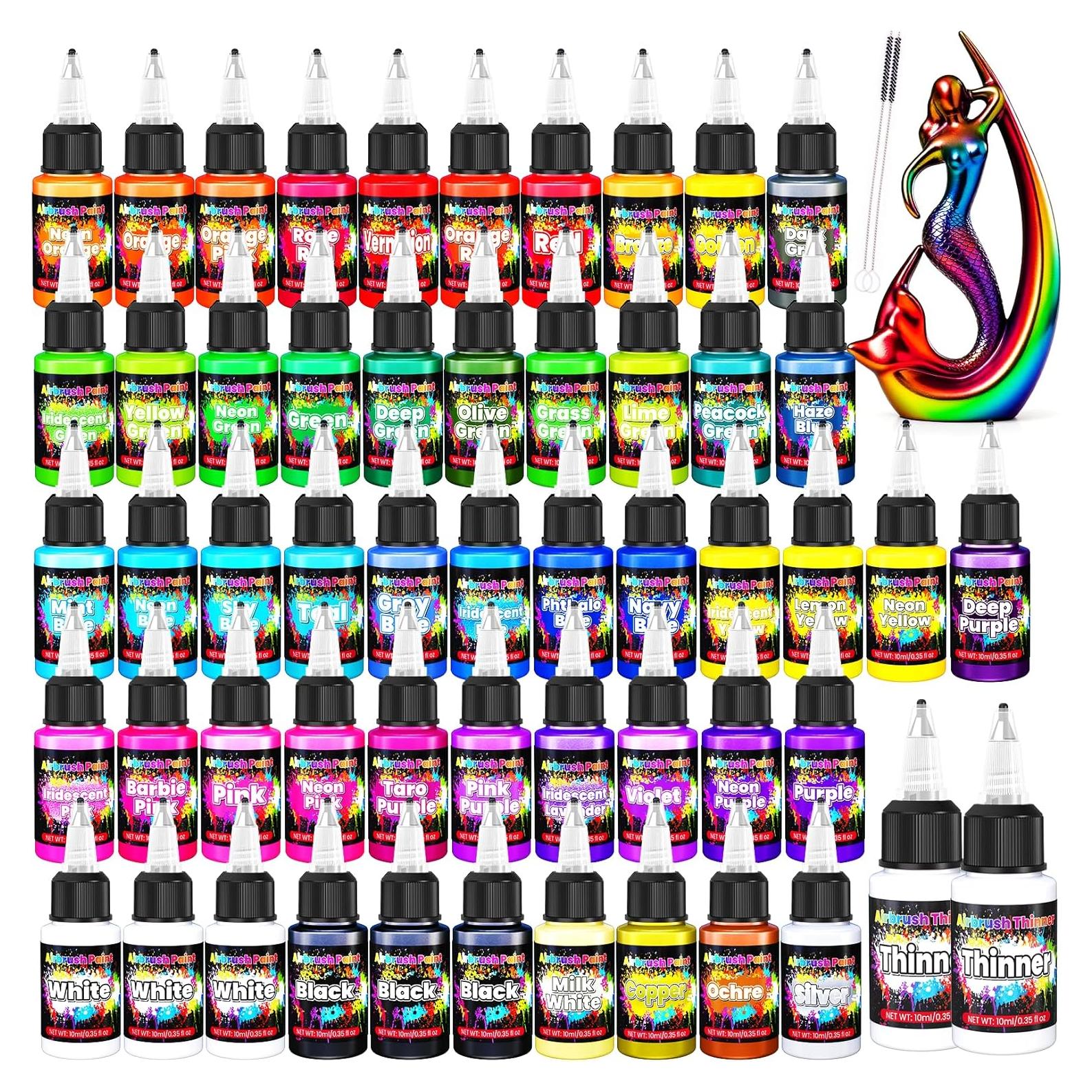 Set de Pintura Airbrush ERCorArt 54 Colores Acrílicos 570ml