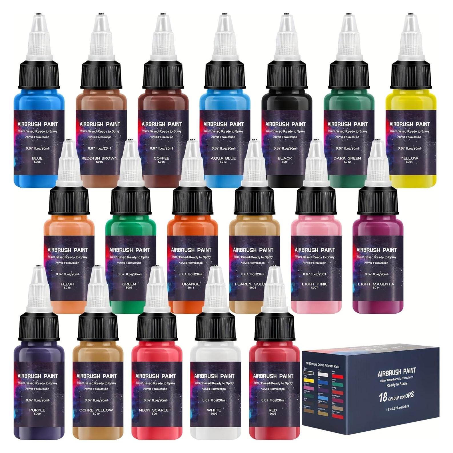 Juego de Pintura con Aerógrafo EKOHERR 18 Colores 360ml