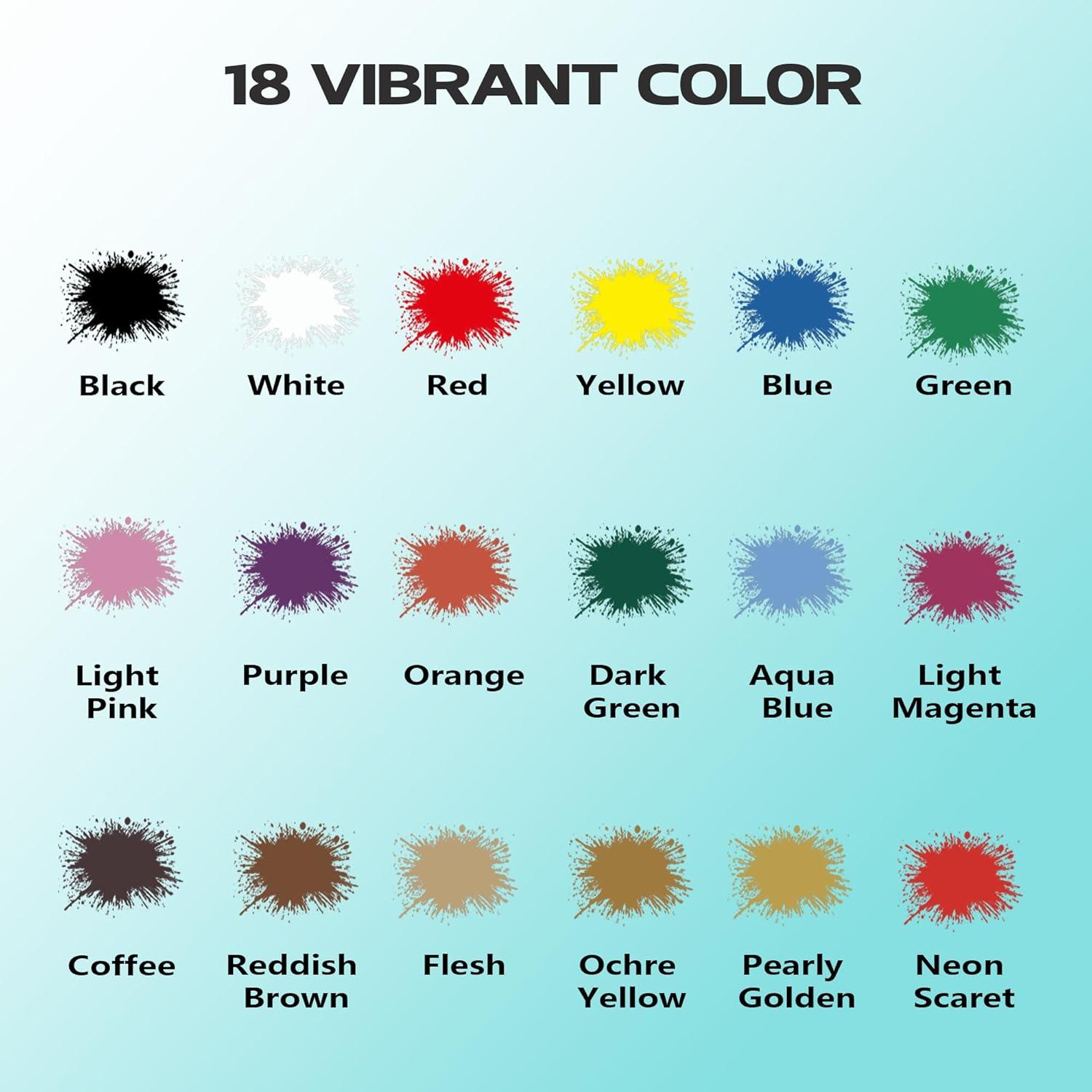 Juego de Pintura con Aerógrafo EKOHERR 18 Colores 360ml