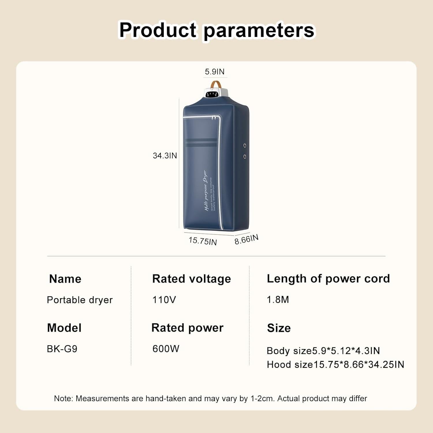 Secadora de Ropa Portátil MITNOTY BK-G9, 600W, 9 Prendas