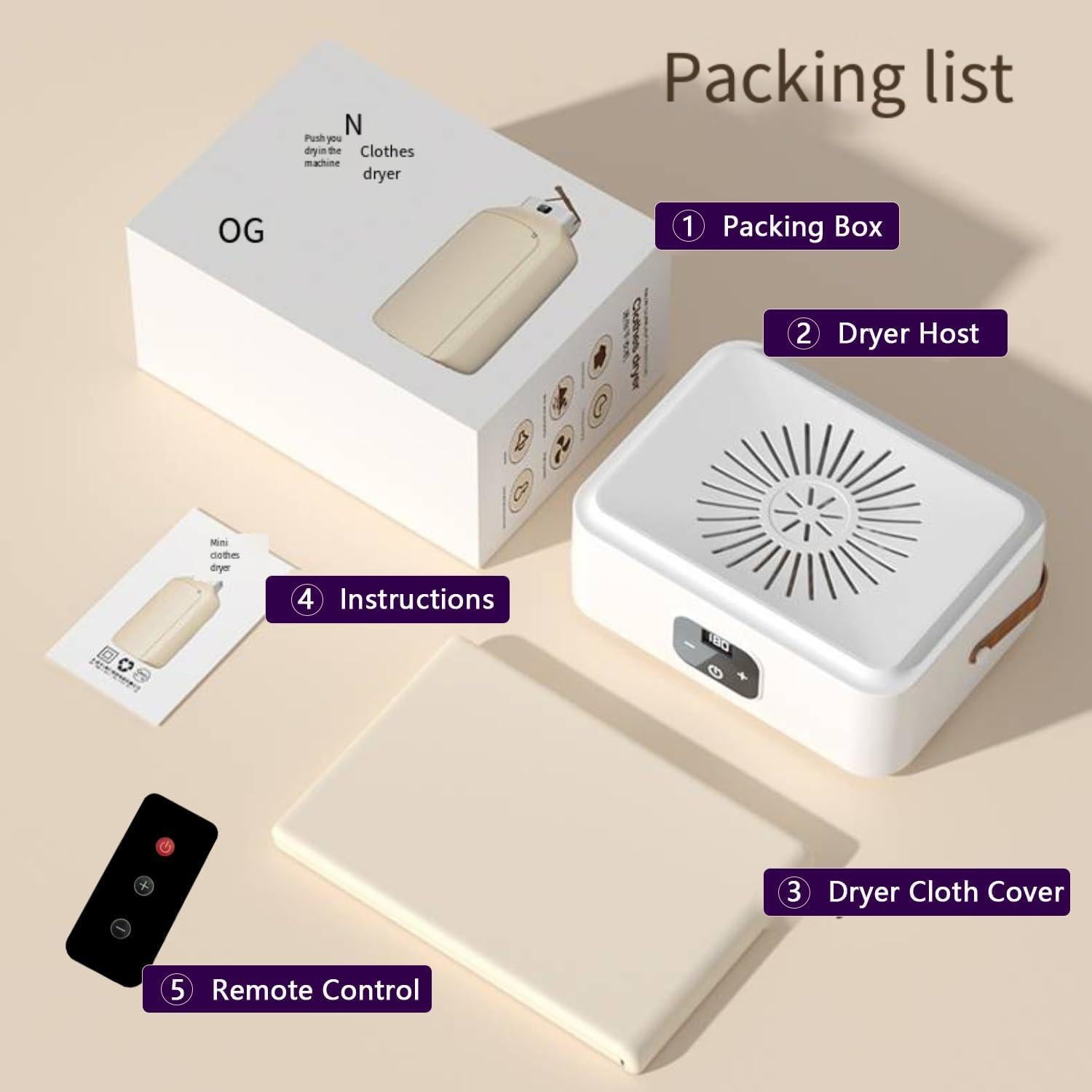 Secadora de Ropa Portátil DJ.KEKAO 20KG 650W Pantalla Táctil