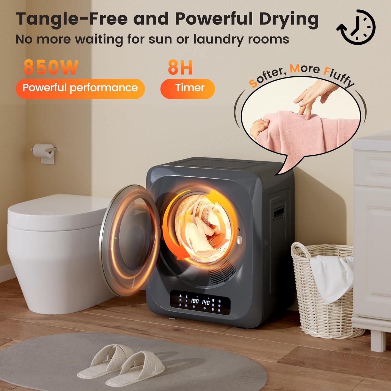 Secadora Portátil VCJ 12lbs 850W con 6 Modos y Temporizador