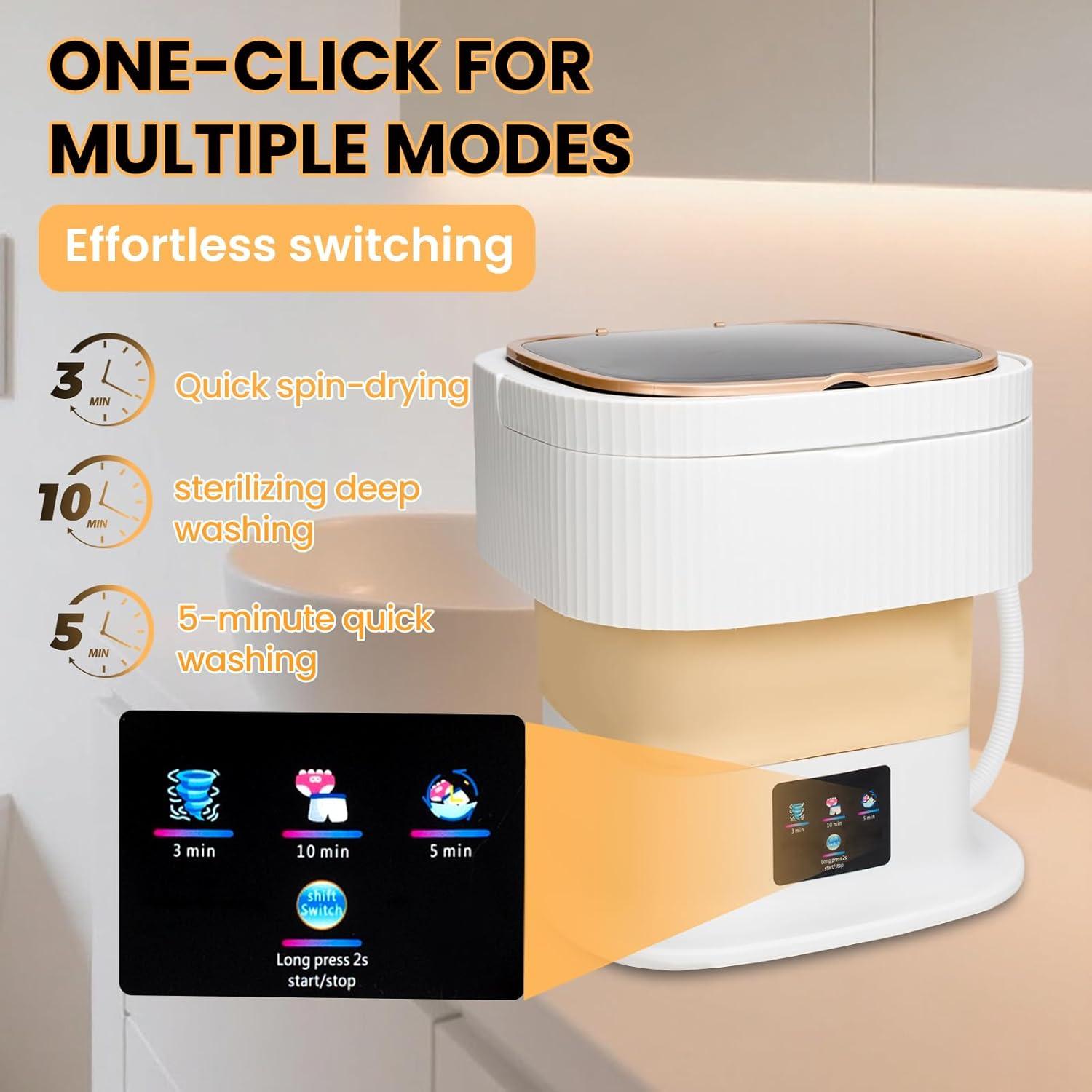 Lavadora Portátil AMZNR A 16L Caqui Compacta y Plegable