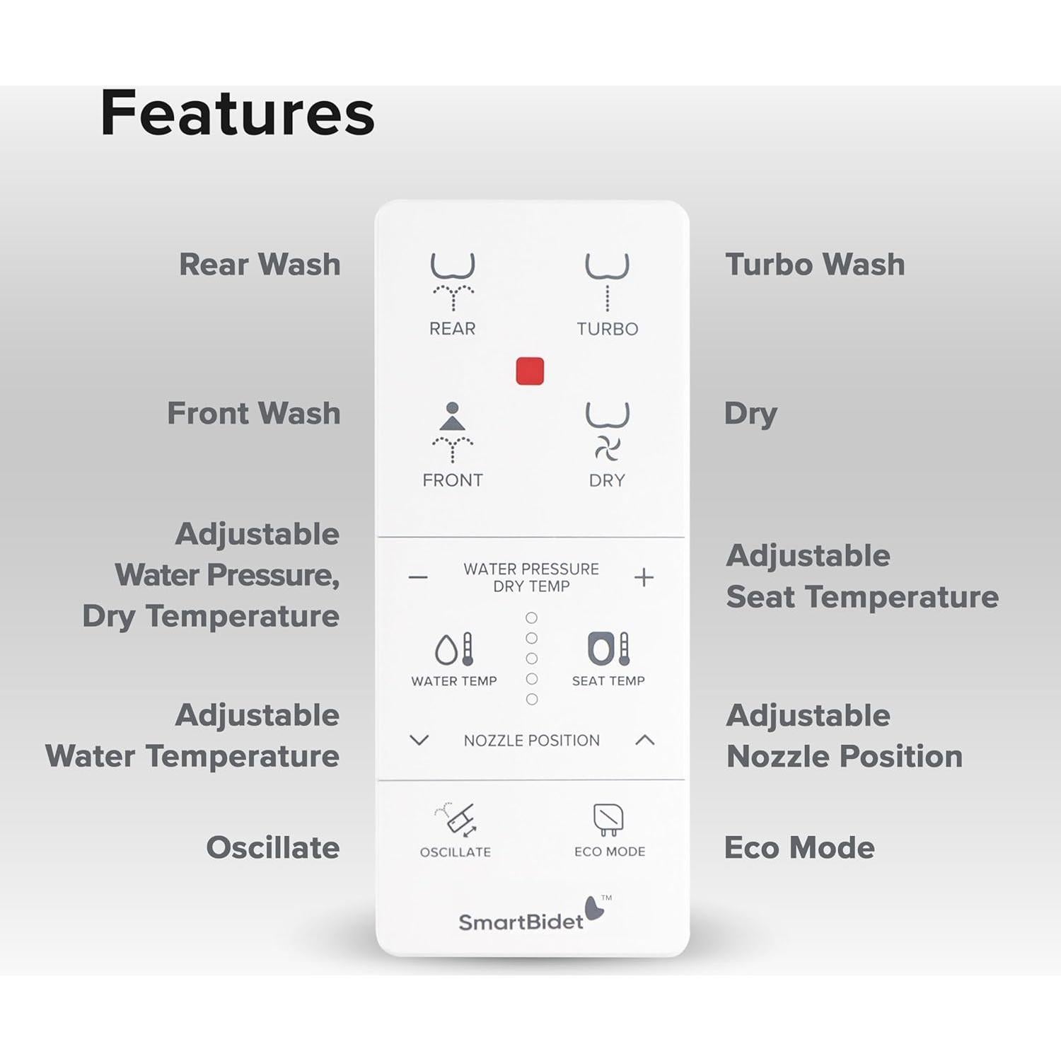Asiento de Inodoro Inteligente SmartBidet SB-1000 Alargado