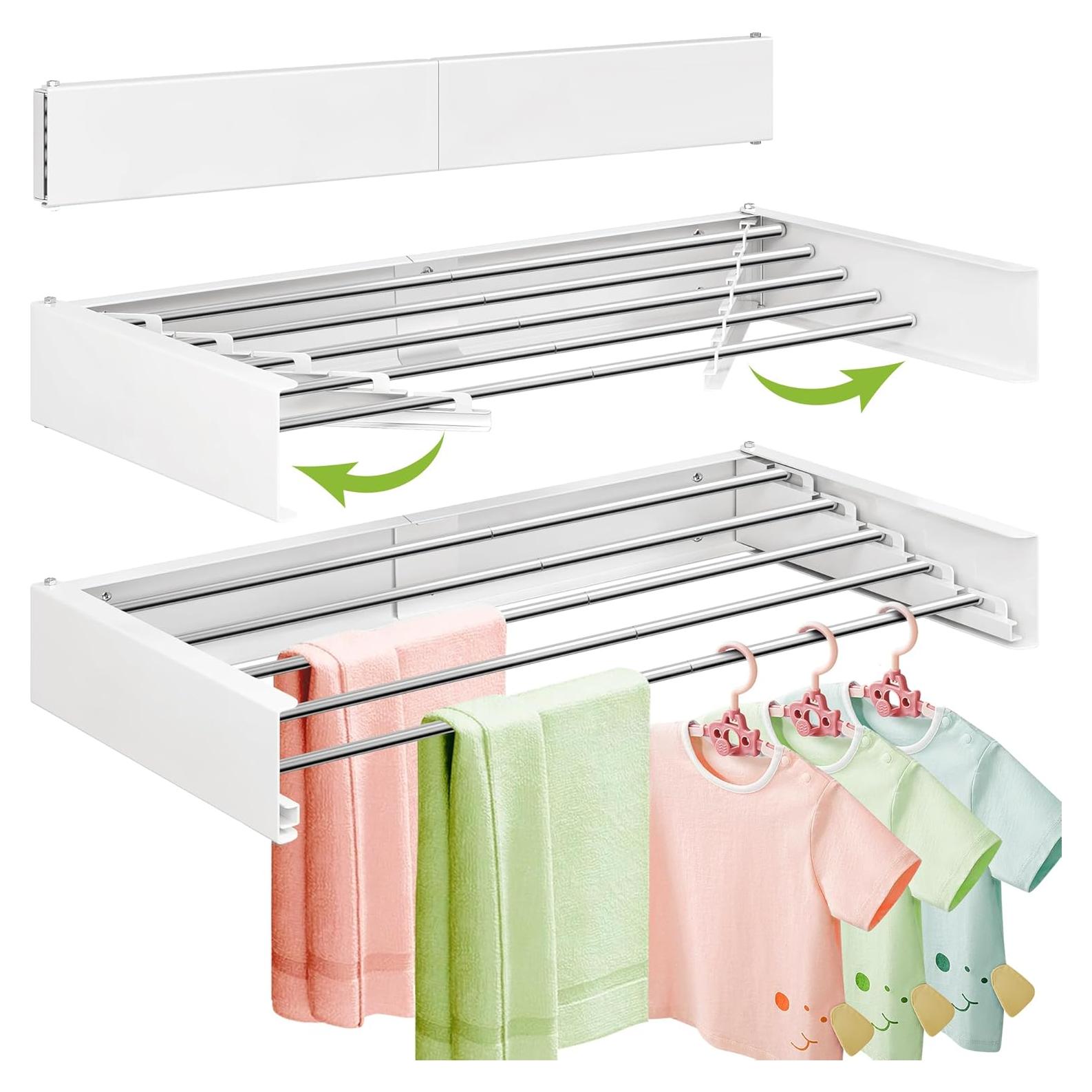 Estante Plegable para Secar Ropa ZdwCyl 81 cm Blanco Acero