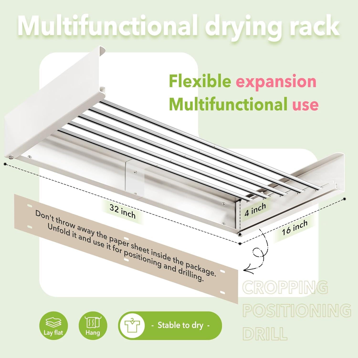 Estante Plegable para Secar Ropa ZdwCyl 81 cm Blanco Acero