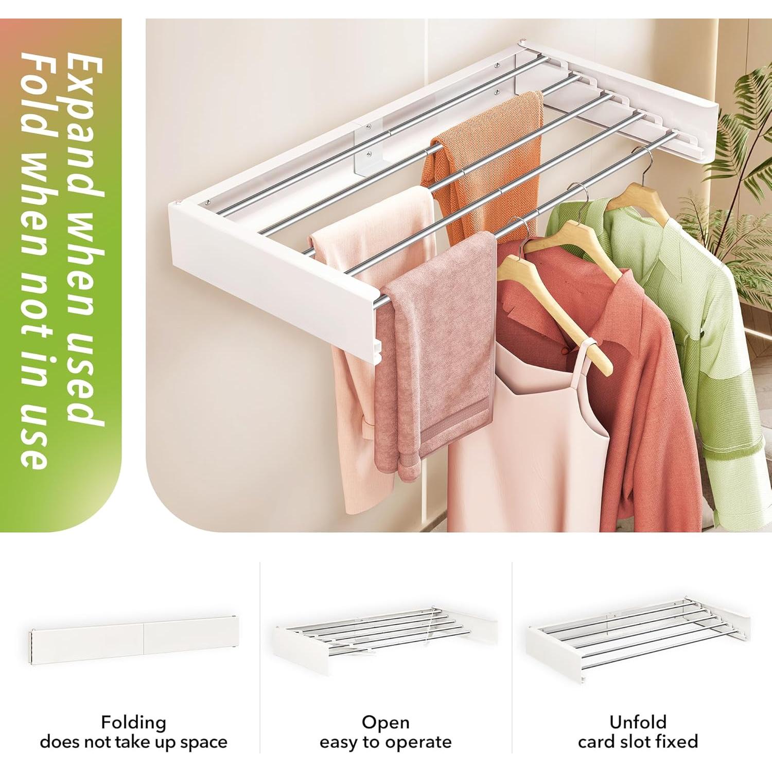 Estante Plegable para Secar Ropa ZdwCyl 81 cm Blanco Acero