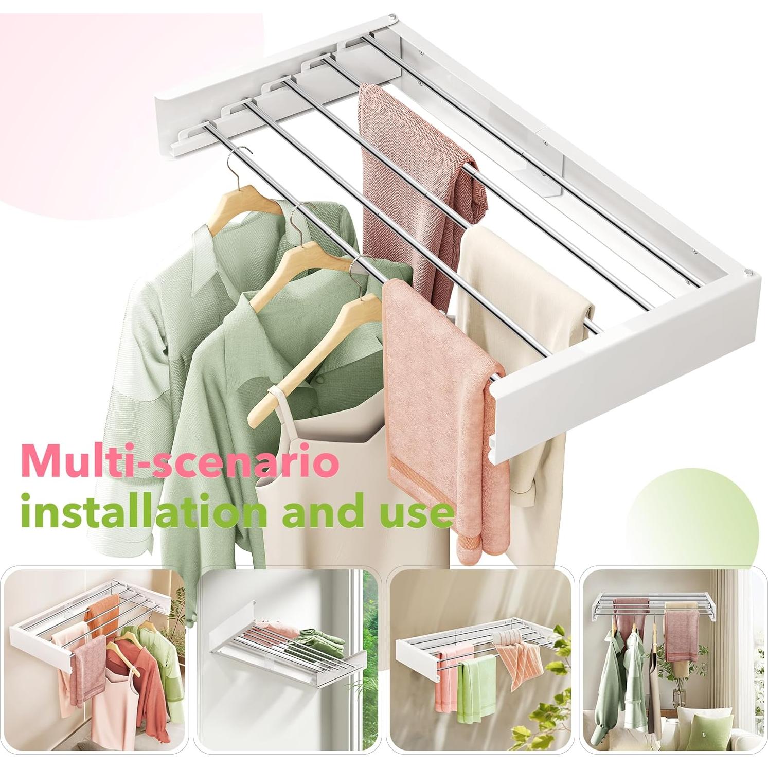 Estante Plegable para Secar Ropa ZdwCyl 81 cm Blanco Acero