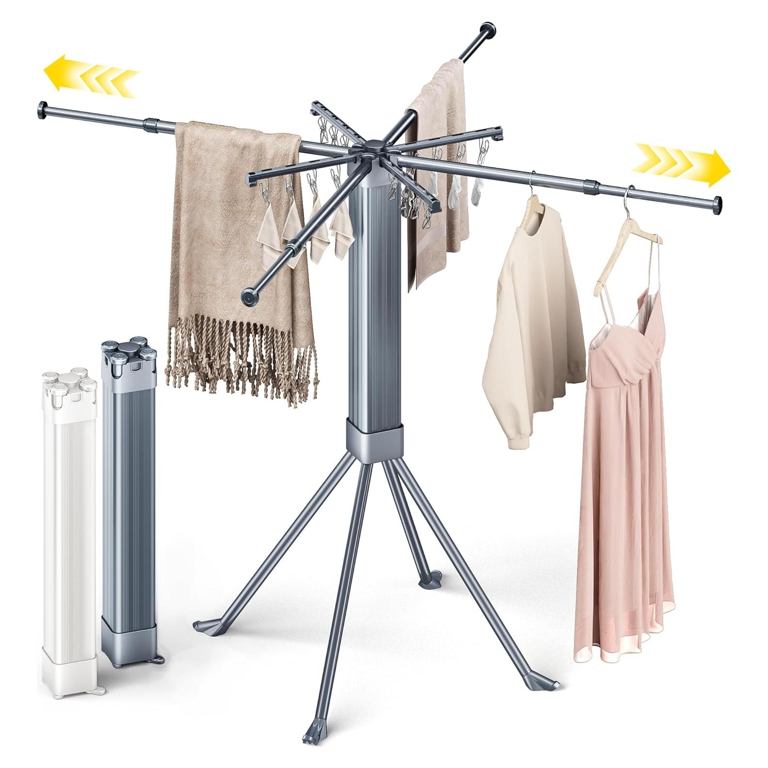 Perchero Plegable BIREN para Secar Ropa 177.8 cm Gris