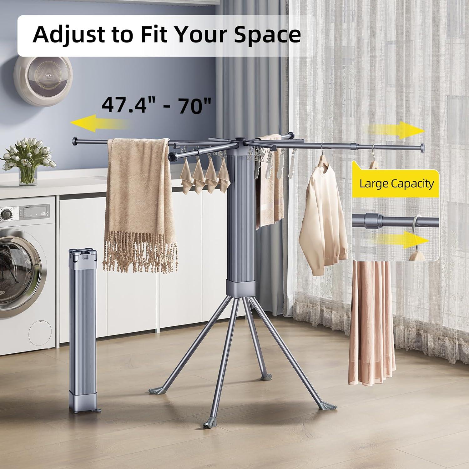 Perchero Plegable BIREN para Secar Ropa 177.8 cm Gris