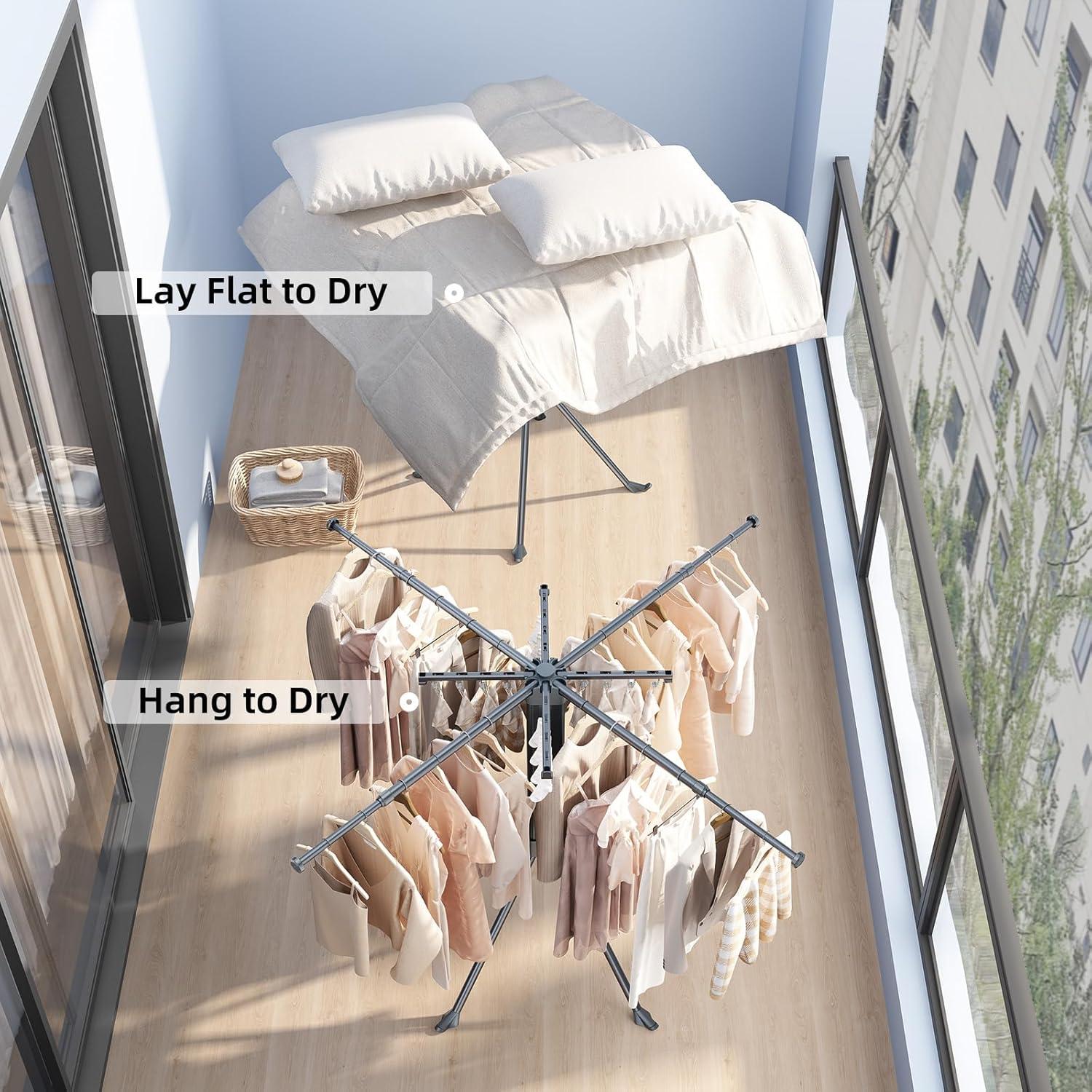 Perchero Plegable BIREN para Secar Ropa 177.8 cm Gris