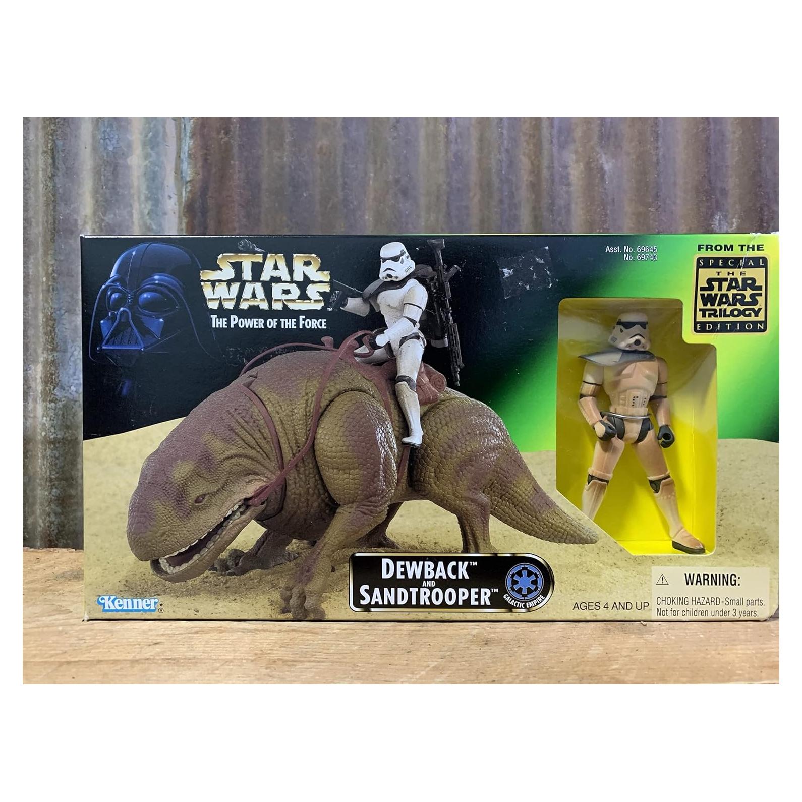 Figuras Star Wars Mattel Dewback y Sandtrooper 28.7x14.5cm