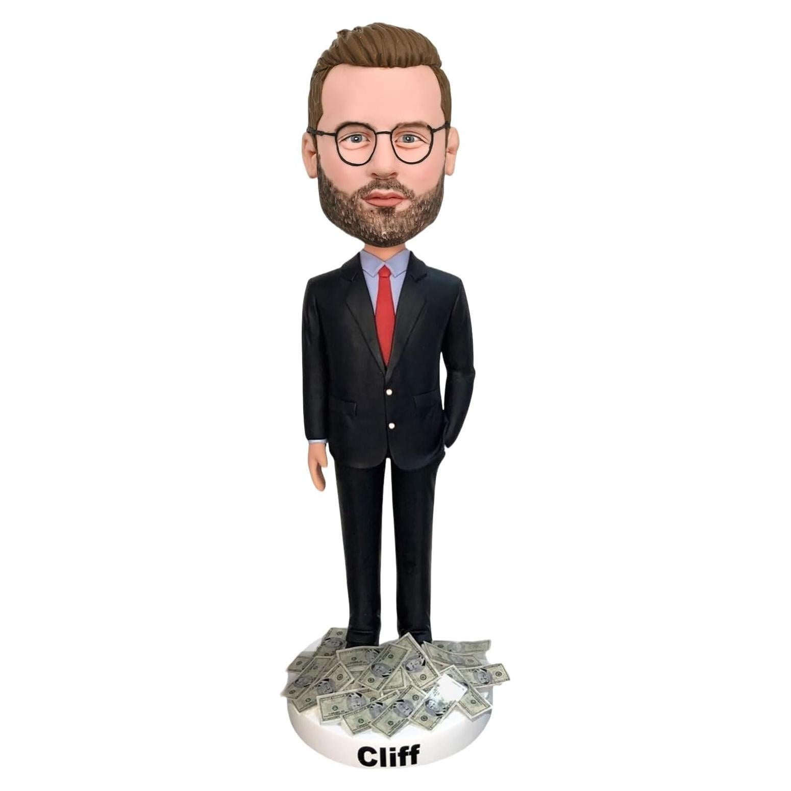 Bobblehead Personalizado Hombre Financiero Hecho a Mano