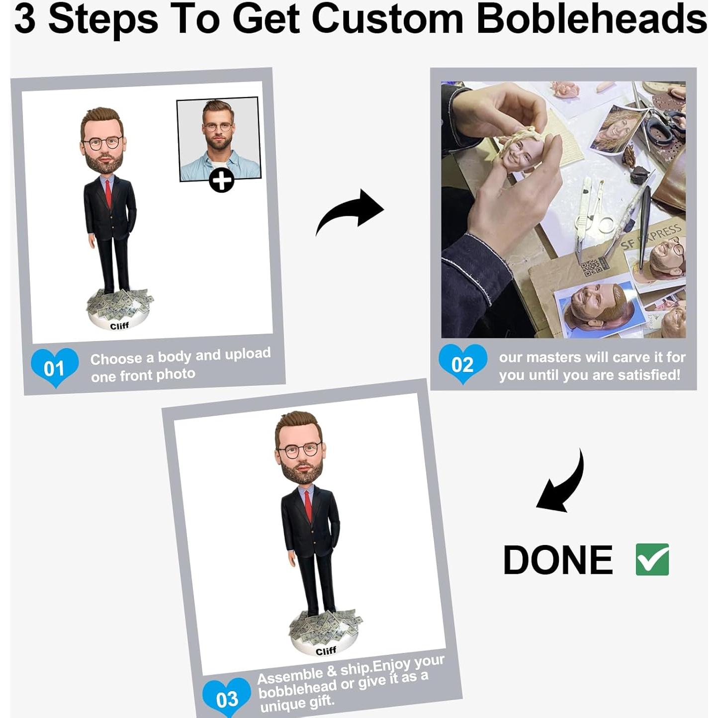 Bobblehead Personalizado Hombre Financiero Hecho a Mano