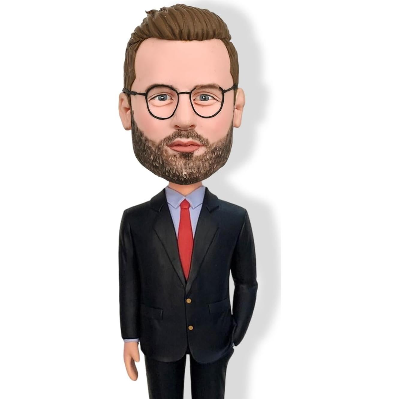 Bobblehead Personalizado Hombre Financiero Hecho a Mano