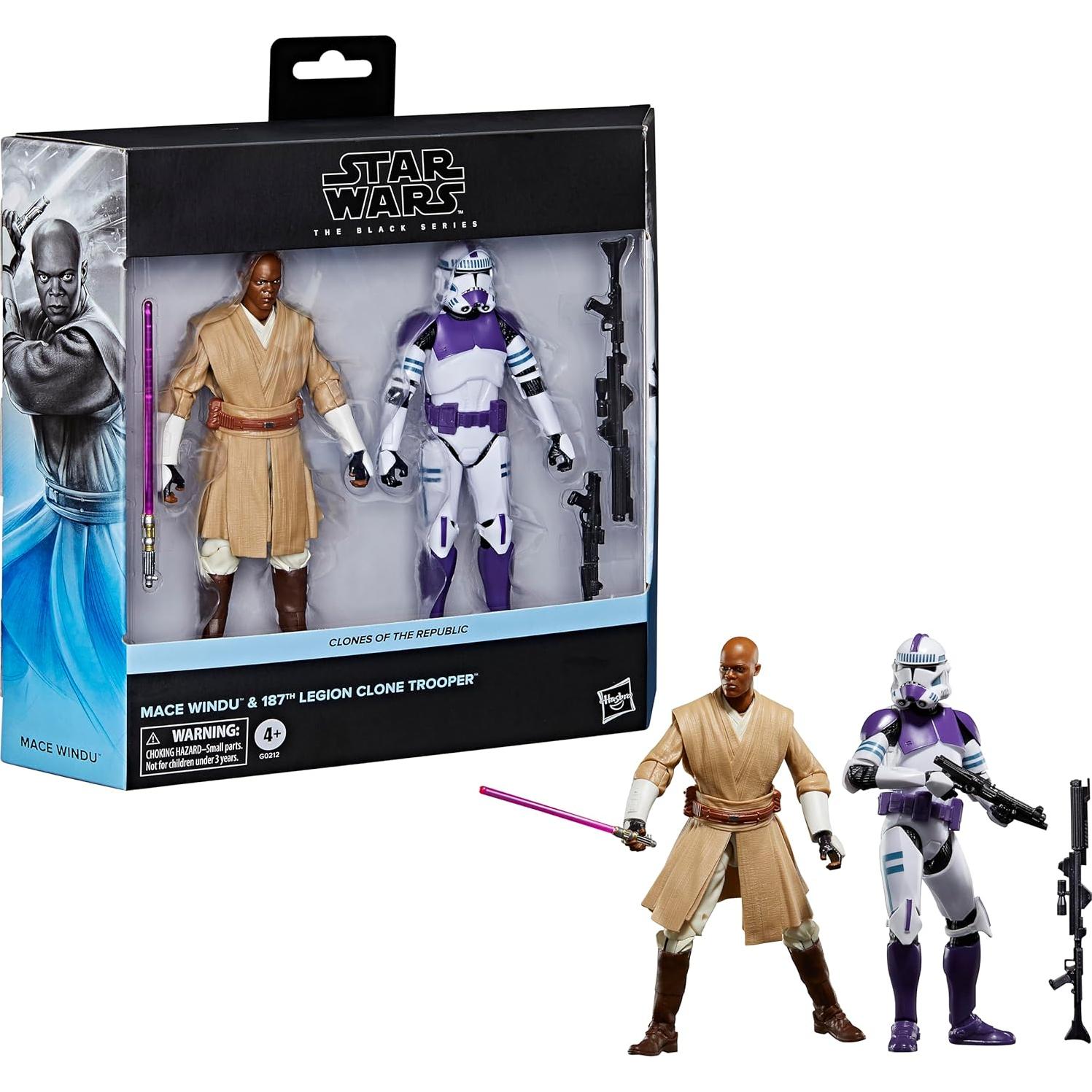 Figuras de Acción Star Wars Mace Windu y Soldado Clon 15 cm