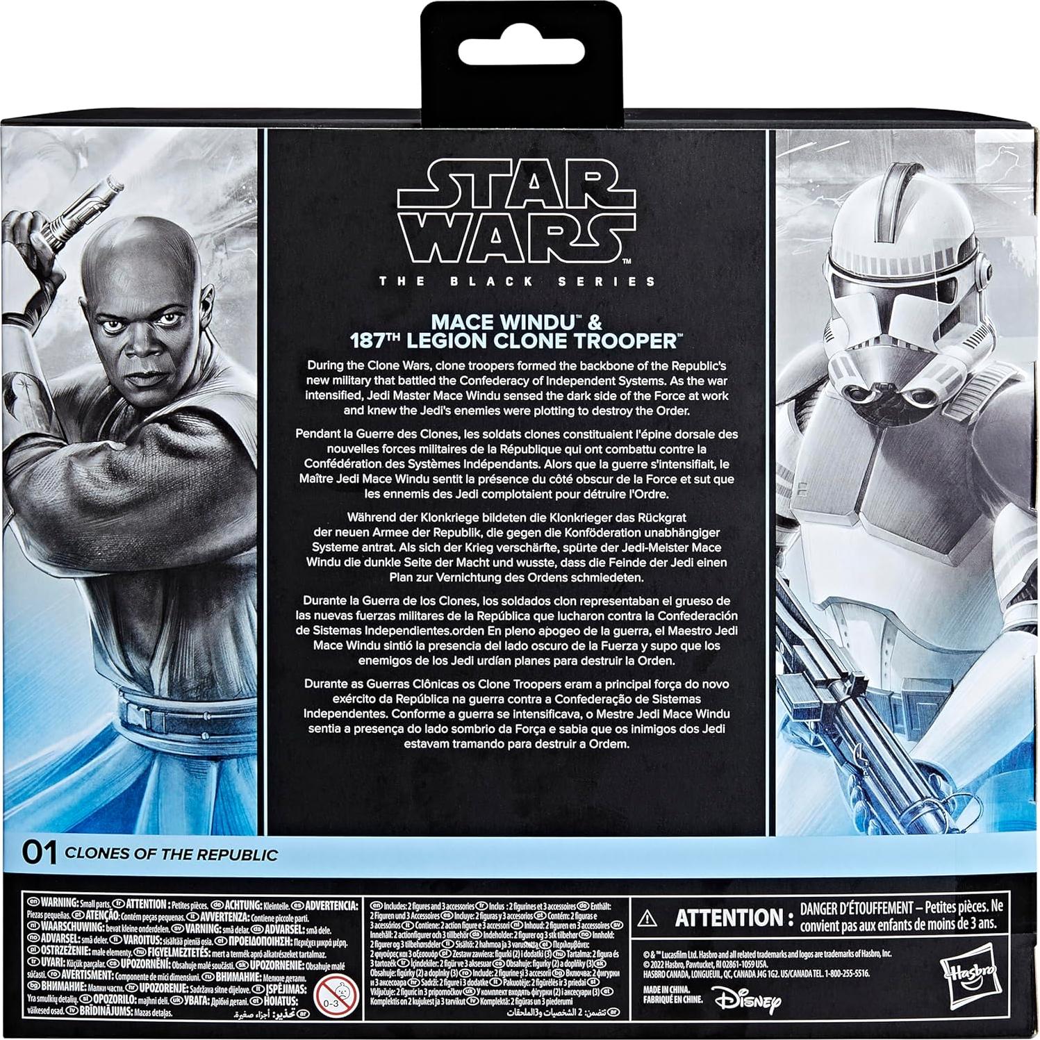 Figuras de Acción Star Wars Mace Windu y Soldado Clon 15 cm
