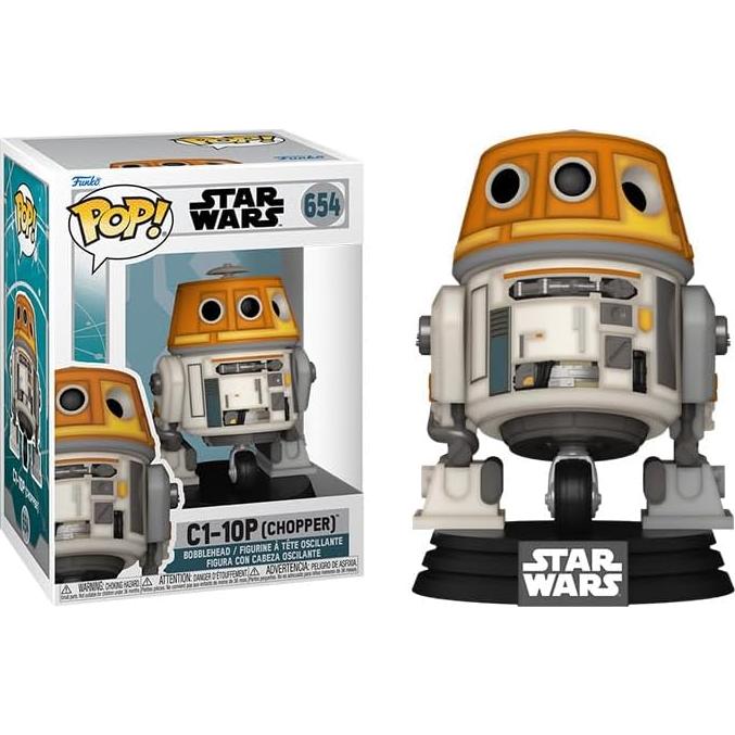 POP Star Wars: Ahsoka - C1-10P Chopper Funko Vinyl Figure (Bundled with Compatible Box Protector Case), Multicolor, 3.75 inches