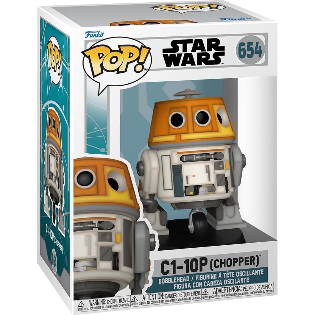 POP Star Wars: Ahsoka - C1-10P Chopper Funko Vinyl Figure (Bundled with Compatible Box Protector Case), Multicolor, 3.75 inches