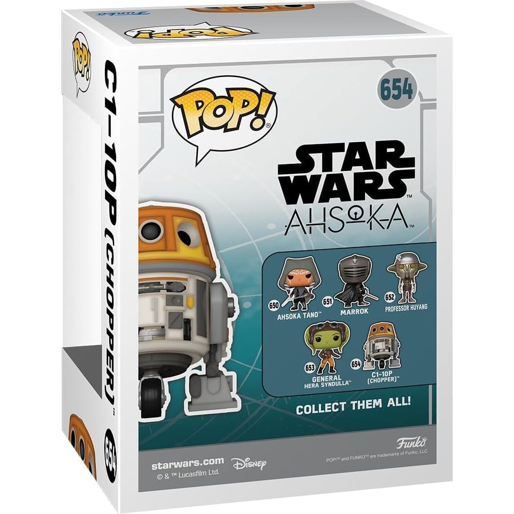 POP Star Wars: Ahsoka - C1-10P Chopper Funko Vinyl Figure (Bundled with Compatible Box Protector Case), Multicolor, 3.75 inches