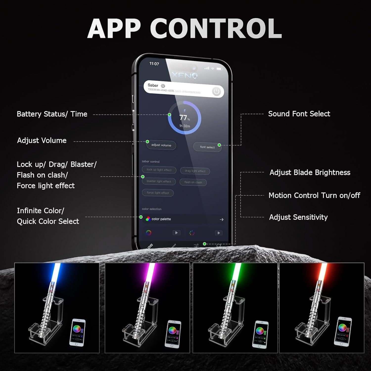 Sable de Luz CVCBSER Control Aplicación Metal 16 Colores