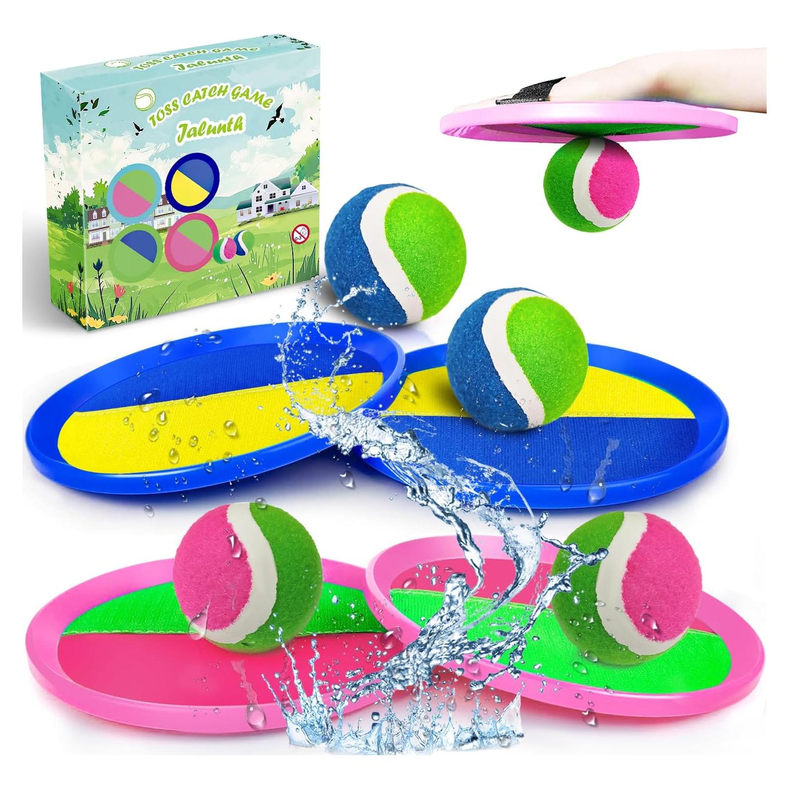 Juego de Palas para Atrapar Pelotas Jalunth 4 Piezas Rosa/Azul