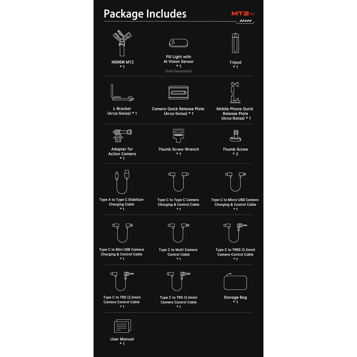 Estabilizador Hohem iSteady MT2 3 Ejes con Luz AI