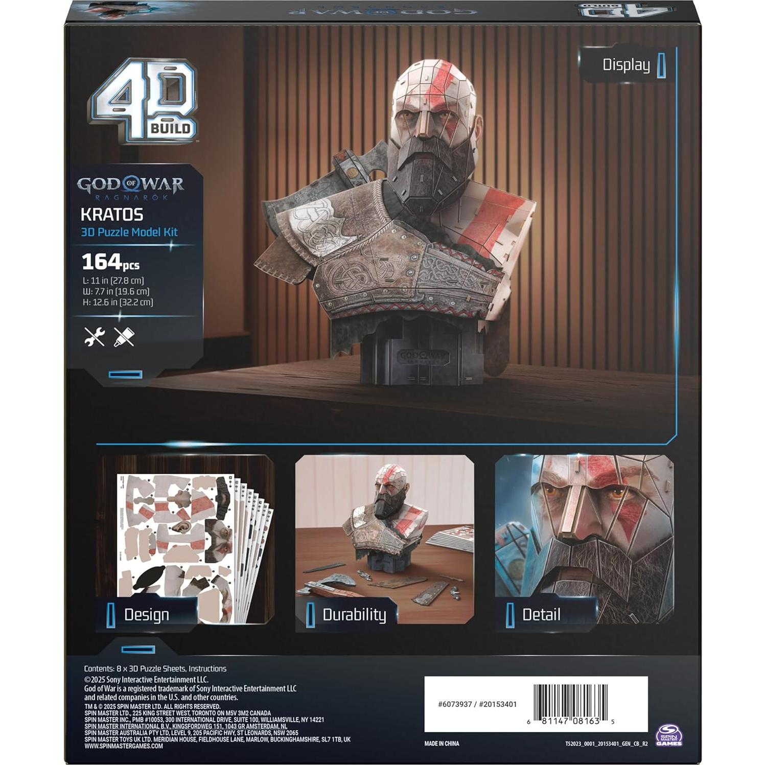 Rompecabezas 3D Kratos Dios de la Guerra 4D Build 150 Piezas