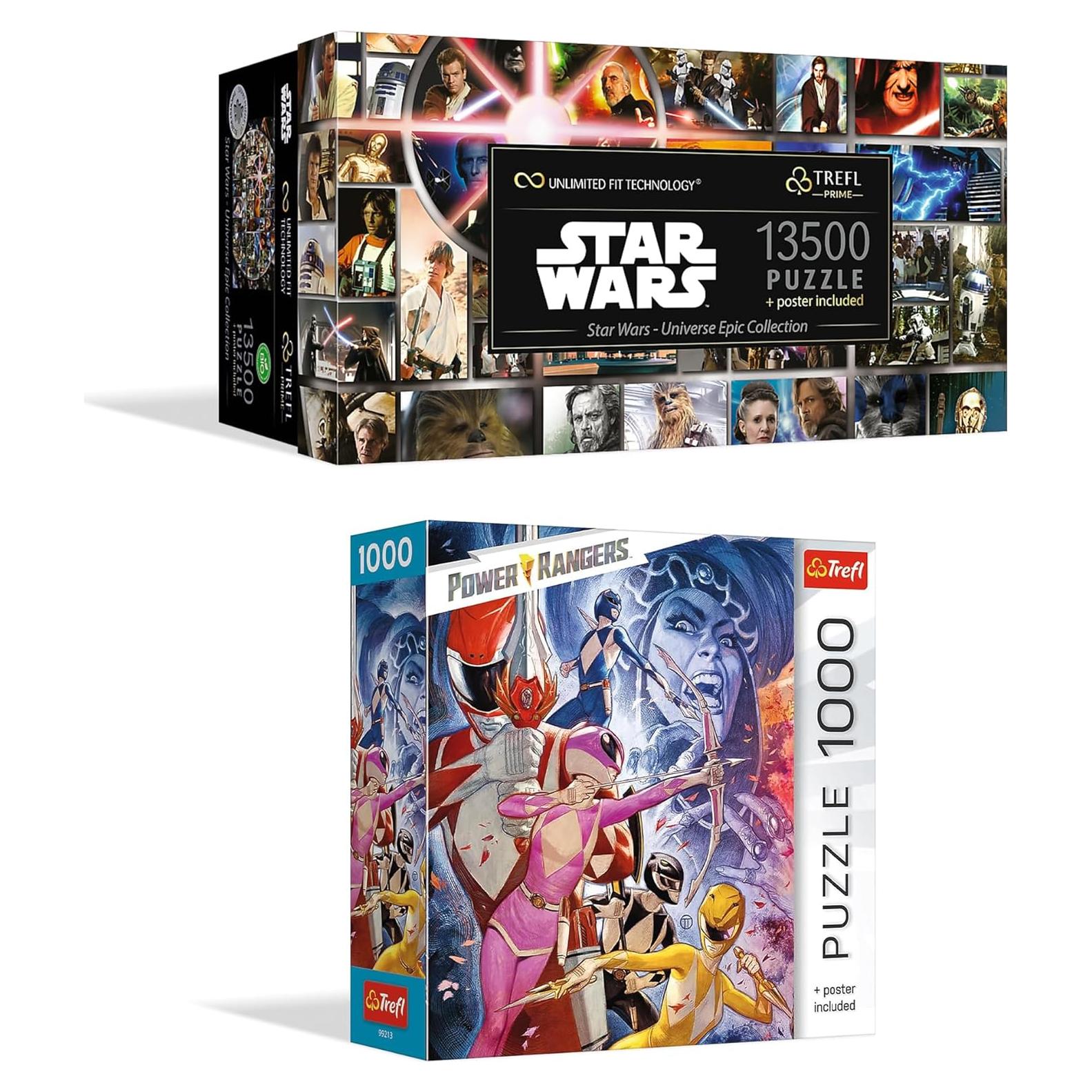 Set de Rompecabezas Trefl 13500 Piezas Star Wars + 1000 Piezas Power Rangers