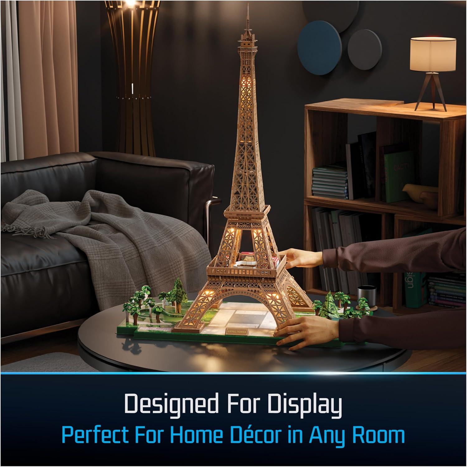 Kit de Modelo 3D Torre Eiffel 4D Build con Luces LED - 252 Piezas