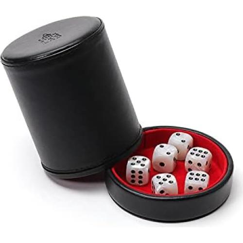 Luck Lab Taza de Dados de Cuero PU con 6 Dados - Juego Silencioso