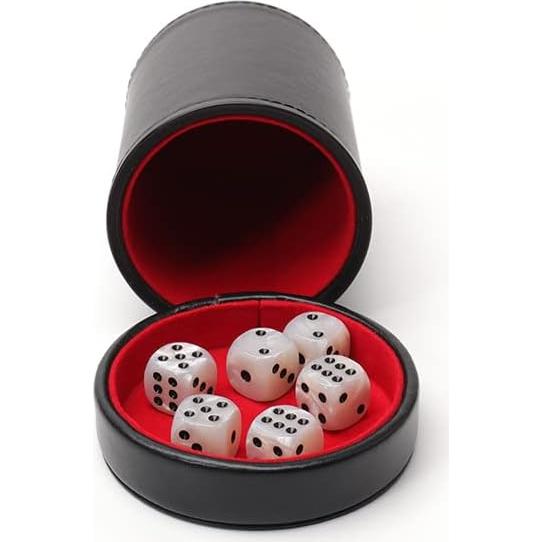 Luck Lab Taza de Dados de Cuero PU con 6 Dados - Juego Silencioso