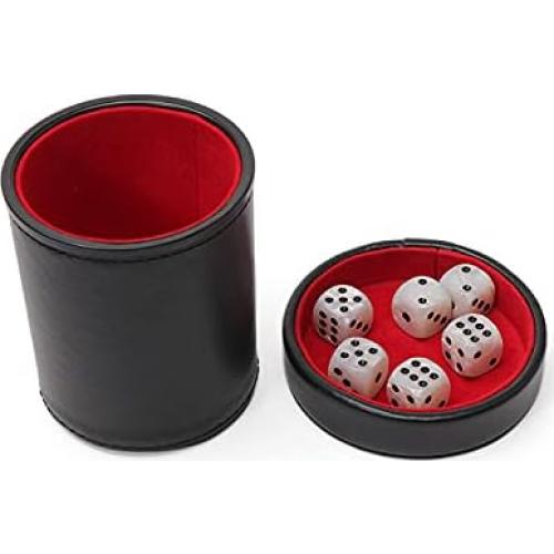 Luck Lab Taza de Dados de Cuero PU con 6 Dados - Juego Silencioso